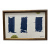 blue and white modern art in vintage frame