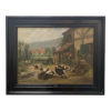 th century rustic farm scene oil painting framed