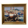 s nautical harbor scene oil painting framed