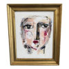 late th century beautiful faces abstract mixed media painting by rae framed