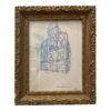 mid th century architectural sketch framed