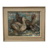 mid th century duck acrylic painting framed