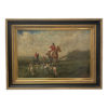 mid th century english hunt scene acrylic painting framed