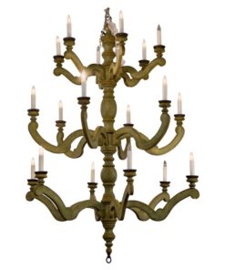 Grand Country French Style Custom 3-Tier Wooden Chandelier