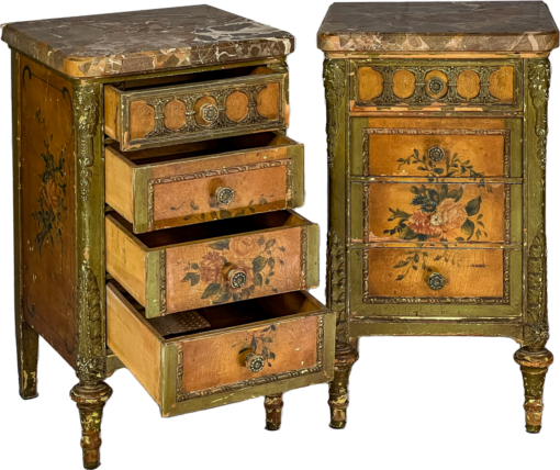 19th c. Pair of Antique Painted Commodes 1