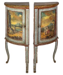 19th Century Louis XV Style Hand-Painted Corner Cabinets