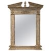 French Style Painted Mirror with Broken Pediment Architectural Cartouche