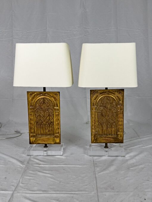 Pair of 19th Century Giltwood Architectural Fragments mounted as Table Lamps