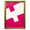 Original Modern Contemporary Pink and White Painting in Antique Gilt Frame