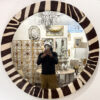 Round Mirror Covered in Zebra Hide