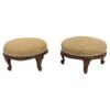 Pair of Small 19th Century Louis XV Style French Walnut and Burlap Foot Stools