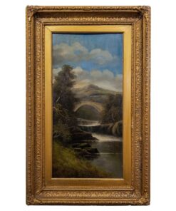 Vintage Oil Painting Entitled “Highland River” by Aaron Gill in a Gilt Frame