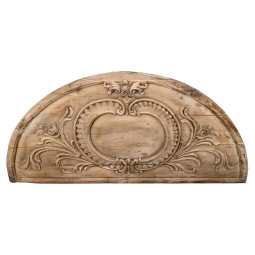 Monumental Arched Wood Architectural Fragment with Carvings from France