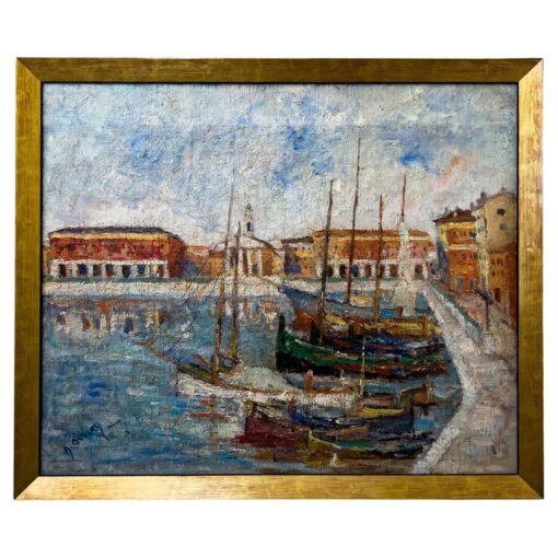 Mid Century French Oil on Canvas Entitled "Port of Nile"