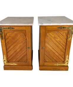 Pair of English Marble Top Side Cabinets