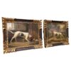 Pair of 19th Century English Hound Dog Paintings in Carved Gilt Frames