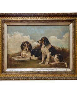 19th Century English Hound Oil on Canvas in Gilt Frame