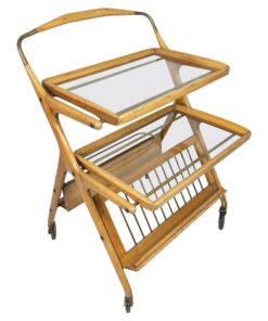 1960’s French Collapsible Wooden Bar Cart