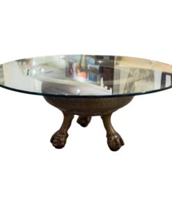 19th Century Spanish Brass Ball and Clawfoot Brazier / Table with Glass Top