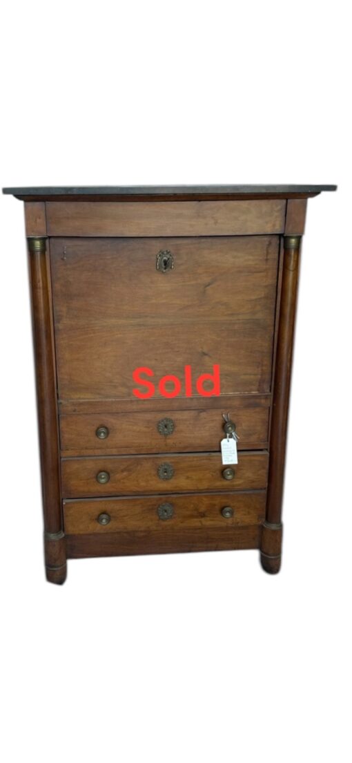 19th Century Louis XVI Style French Secretaire with Black Marble Top