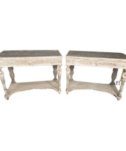 Pair of 19th Century Italian Baroque Style Wood Carved Consoles
