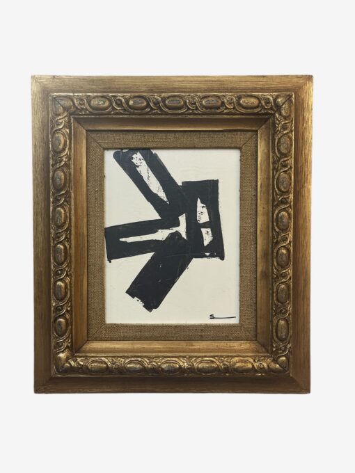 Original B&W Modern Abstract in Antique Gold Frame