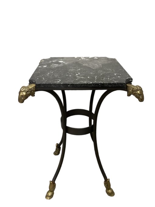 Marble Top Side Table with Rams Heads and Hoofed Feet 3