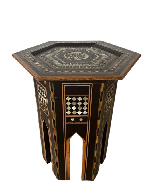 Early 20th Century Moroccan Inlaid Hexagonal Table