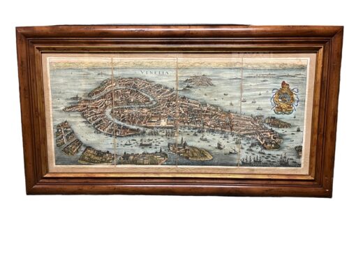 17th Century Hand Colored Prospect Map of Venice