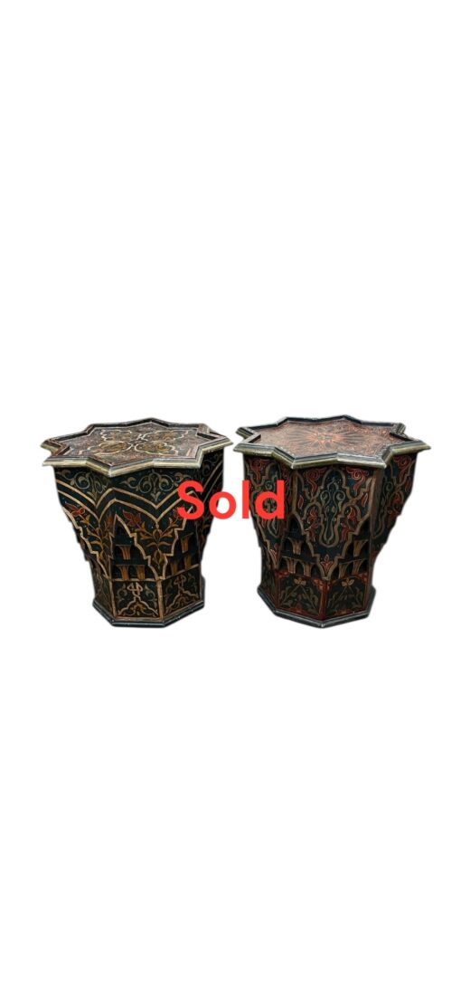 Pair of Vintage Octagonal Painted Moroccan Side Tables