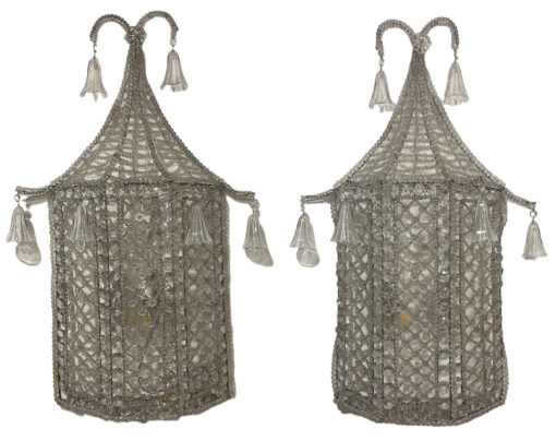 Pair English Regency Style Crystal Pagoda Sconces 3