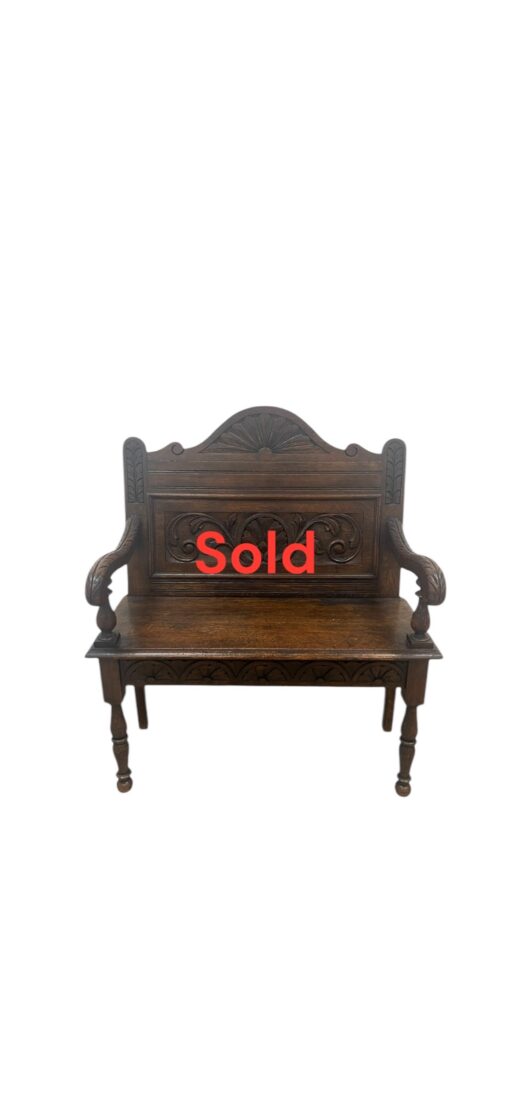 19th Century English Carved Oak Settle