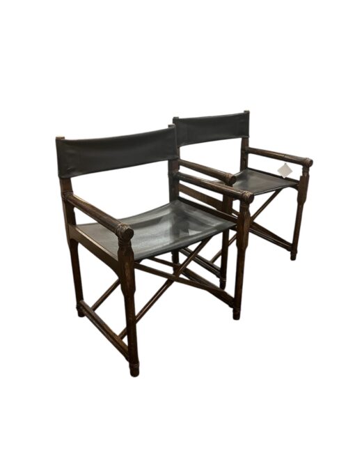 Pair of McGuire Oak Folding Campaign Chairs