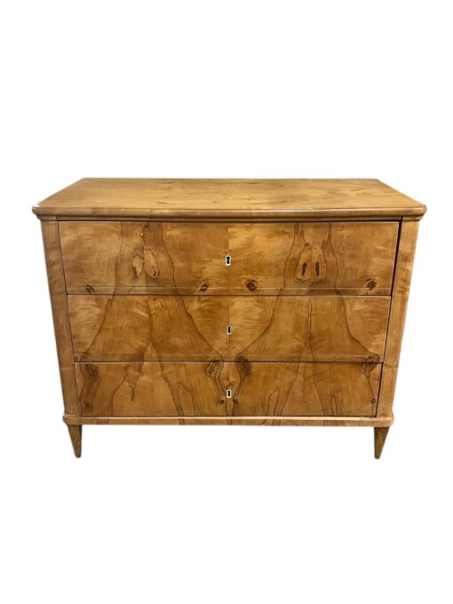 19th Century Biedermeier Chest in Book-matched light Walnut