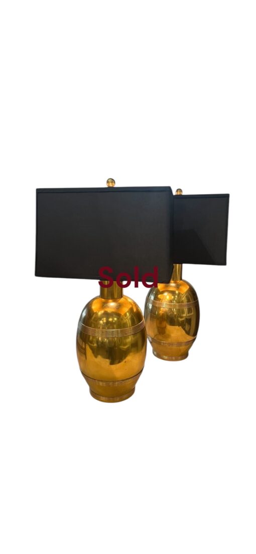 Pair of Chapman Hollywood Regency Brass Table Lamps