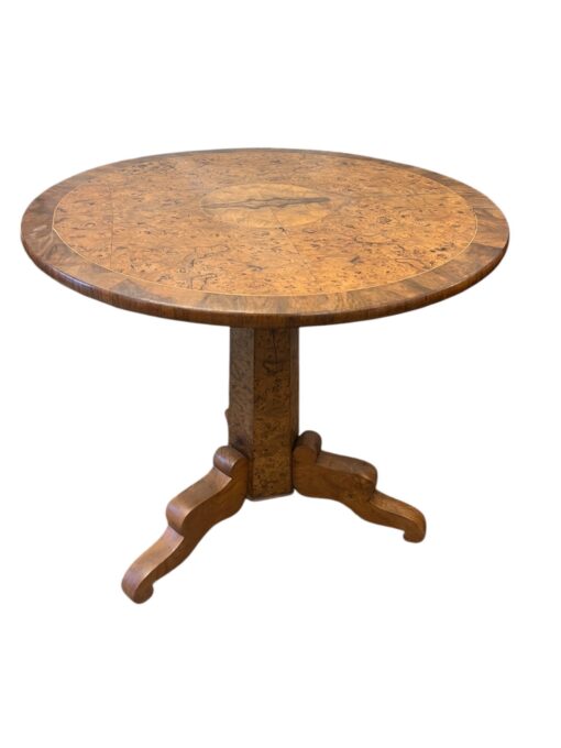 19th Century Swedish Book-Matched Burl Tilt Top Table