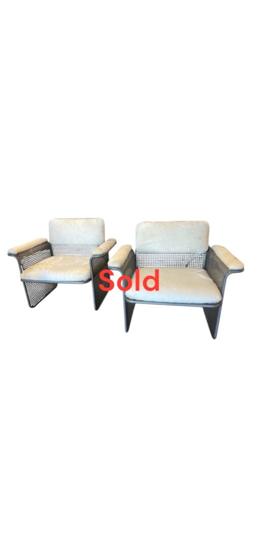 Pair Mid Century Italian Lounge Chairs with New Cowhide Upholstery
