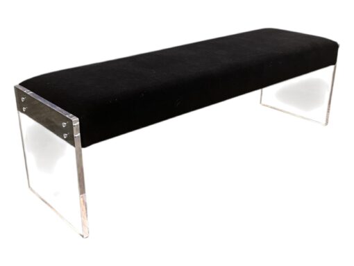 Post Modern Lucite Bench with Mohair Upholstery