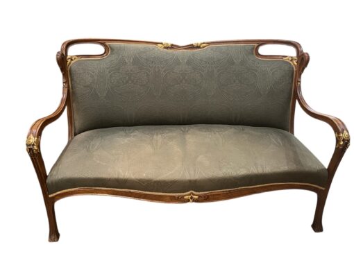 Fabulous Art Nouveau Settee with Gilt Carved Mounts