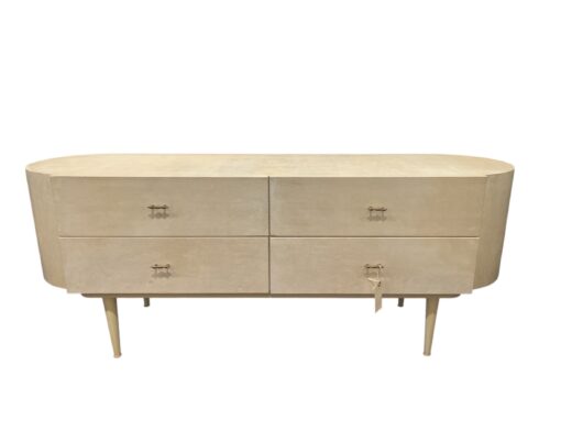 1960's Parchment Wrapped 4 Drawer Low Dresser