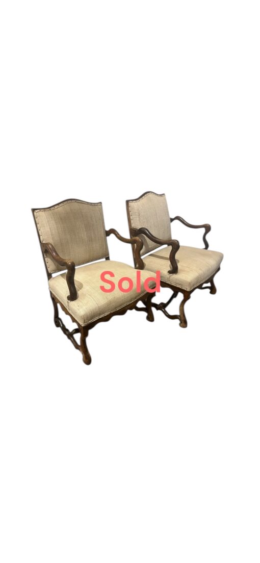 Pair 18th Century French Hand Carved Os De Mouton Chairs