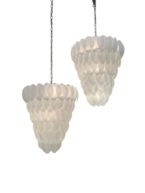 20th Century Frosted Glass Petal Chandelier (2 available)